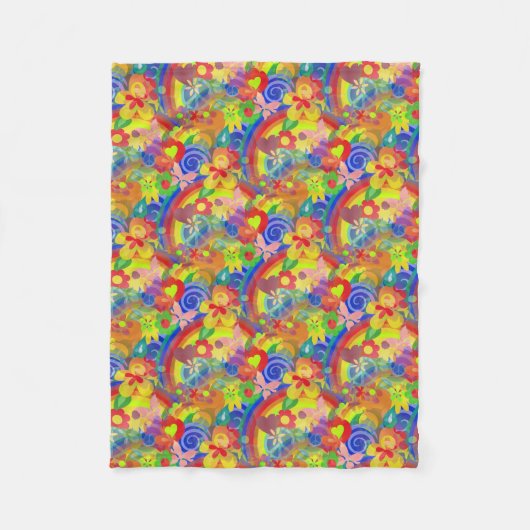 Couverture Polaire Flower Power RAINBOW Motif + vos idées (Devant)