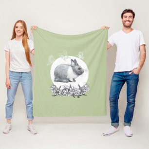 Couverture Polaire Fluffez le lapin. Dessin au crayon.