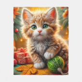 Couverture Polaire Fluffy Christmas Kitten Jeu d'oreiller (Devant)