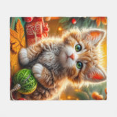 Couverture Polaire Fluffy Christmas Kitten Jeu d'oreiller (Devant (Horizontal))