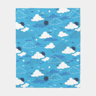 Couverture Polaire Fluffy Cloud Sunny Blue Sky Motif