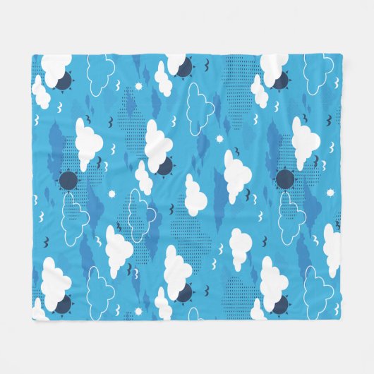 Couverture Polaire Fluffy Cloud Sunny Blue Sky Motif (Devant (Horizontal))