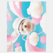Couverture Polaire Fluffy Dog avec Casquette blanc (Devant)