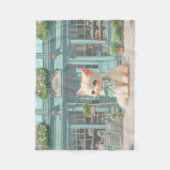 Couverture Polaire Fluffy Kitten avec Blue Bow à la pâtisserie (Devant)