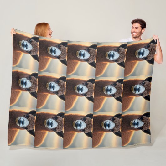 Couverture Polaire "Fluffy Majesty : le grand alpaga Brown Wooly" (En situation)