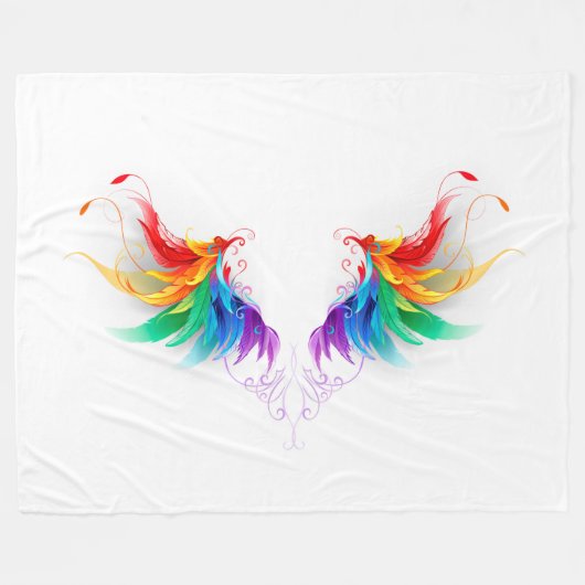 Couverture Polaire Fluffy Rainbow Wings (Devant (Horizontal))