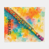 Couverture Polaire Flûte d'aquarelle vive personnalisée (Devant (Horizontal))
