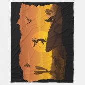 Couverture Polaire Flûte Jouer Paysage du désert Kokopelli Fleece B (Devant)