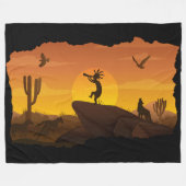 Couverture Polaire Flûte Jouer Paysage du désert Kokopelli Fleece B (Devant (Horizontal))
