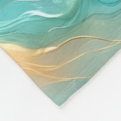 Couverture Polaire Flux d'océan doré Vagues abstraites (Coin)