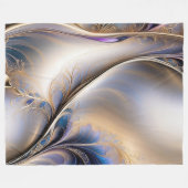 Couverture Polaire Flux d'or - Abstrait Blue and Gold Fluid Art (Devant (Horizontal))