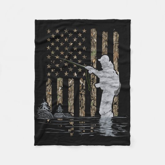 Couverture Polaire Fly Fishing Fisherman American Flag Camouflage Fly (Devant)