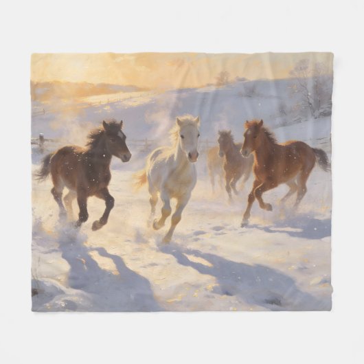 Couverture Polaire Foals at Play (Devant (Horizontal))