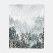 Couverture Polaire Foggy Mountain Woodland Forest Staer Deer (Devant)