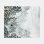 Couverture Polaire Foggy Mountain Woodland Forest Staer Deer (Devant (Horizontal))
