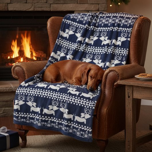 Couverture Polaire Foire de Noël de Dachshund Isle Dog Blanket