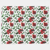 Couverture Polaire Foliage d'hiver Holly Berries Botanique (Devant (Horizontal))