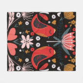 Couverture Polaire folk art scandinavian colourful pattern with flora (Devant (Horizontal))