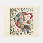 Couverture Polaire Folk Patchwork Rooster with Floral Accents (Devant (Horizontal))