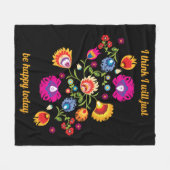 Couverture Polaire folklore polonais customisé avec fleurs roses (Devant (Horizontal))