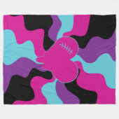 Couverture Polaire Fonte cardiaque - rose, violet, bleu et noir (Devant (Horizontal))