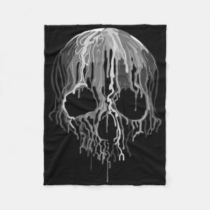 Couverture Polaire Fonte crâne noir blanc Art graphique Halloween
