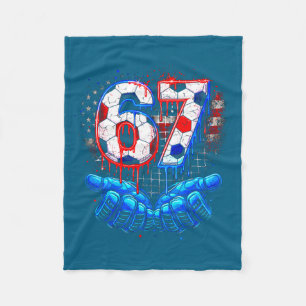 Couverture Polaire Football 67 six sept 4 juillet rouge blanc bleu dr