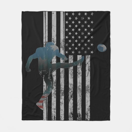 Couverture Polaire Football American Flag USA Team Cadeau Kicker (Devant)