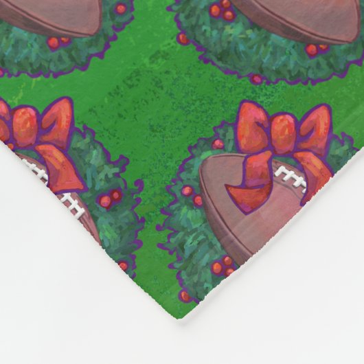 Couverture Polaire Football en couronne de Noël sur vert (Coin)