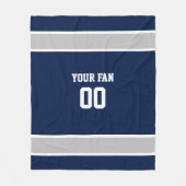 Couverture Polaire Football Navy, Argent & Blanc Personnalisé (Devant)