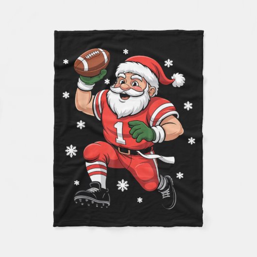 Couverture Polaire Football Santa Claus Lineman Christmas Quarterback (Devant)
