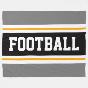 Couverture Polaire FOOTBALL Sportif Sport Gris noir blanc rayures