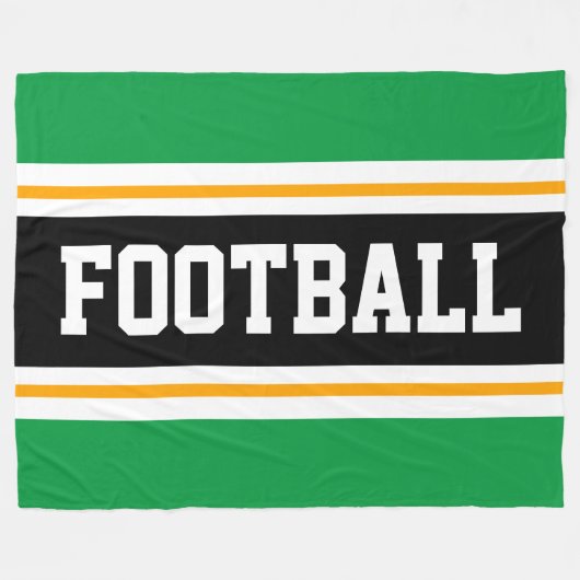Couverture Polaire FOOTBALL Sportif Vert clair noir blanc rayures (Devant (Horizontal))