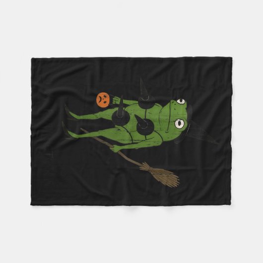 Couverture Polaire For October, Funny Halloween, Funny Witch Frog  (Devant (Horizontal))