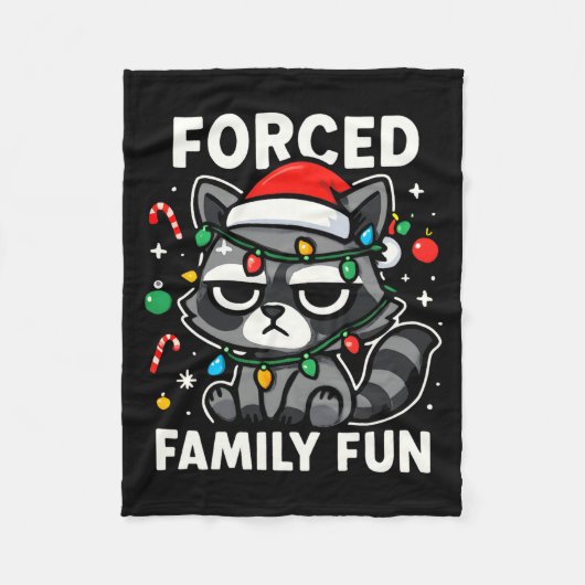 Couverture Polaire Forced Family Fun – Funny Sarcastic Raccoon Xmas C (Devant)