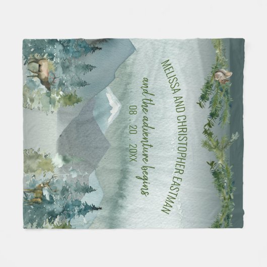 Couverture Polaire Forest Wonder Rustic Pine Mariage Blanche polaire (Devant (Horizontal))