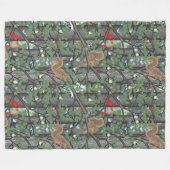 Couverture Polaire forêt avec oiseaux et écureuils (Devant (Horizontal))