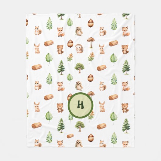 Couverture Polaire Forêt d'animaux mignons Bois Enfants (Devant)