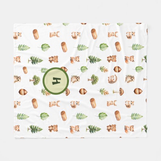 Couverture Polaire Forêt d'animaux mignons Bois Enfants (Devant (Horizontal))