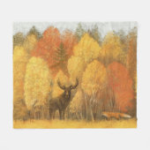 Couverture Polaire Forêt d'automne, cerf numérique et renard. (Devant (Horizontal))