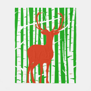 Couverture Polaire Forêt de bouleau vert et rouge Forêt de bois