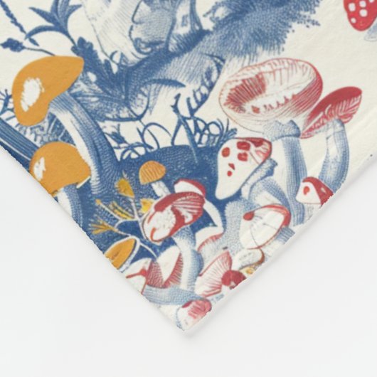 Couverture Polaire Forêt de champignons à Toile De Jouy (Coin)