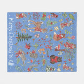 Couverture Polaire Forêt de Noël Bleue d'hiver (Devant (Horizontal))