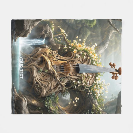 Couverture Polaire Forêt de violon géant Imaginaire mignon (Devant (Horizontal))