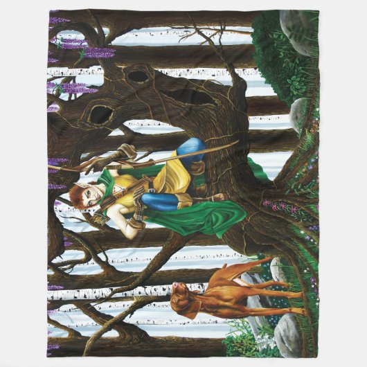 Couverture Polaire Forêt d'elfes de Chien Vizsla (Devant)