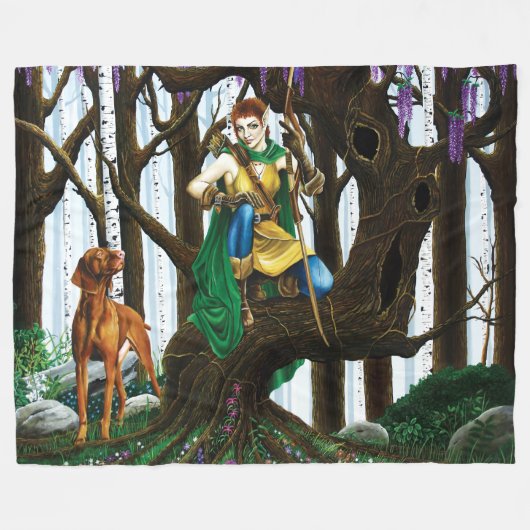 Couverture Polaire Forêt d'elfes de Chien Vizsla (Devant (Horizontal))