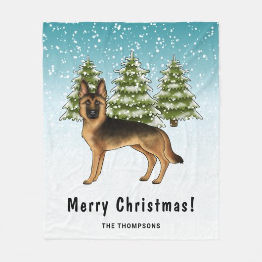 Couverture Polaire Forêt D'Hiver De Chien Noir Et Tan Allemand (Devant)