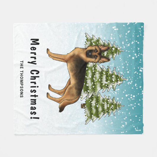 Couverture Polaire Forêt D'Hiver De Chien Noir Et Tan Allemand (Devant (Horizontal))