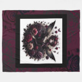 Couverture Polaire Forêt gothique foncée Fée Florale Rose Bourgogne (Devant (Horizontal))