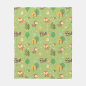 Couverture Polaire Forêt mite Bois Motif animal vert (Devant)